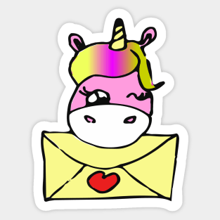 A cute unicorn has a sweet message for you Sticker